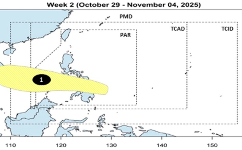 The new low pressure is forecast to enter the East Sea from October 29. Photo: PAGASA