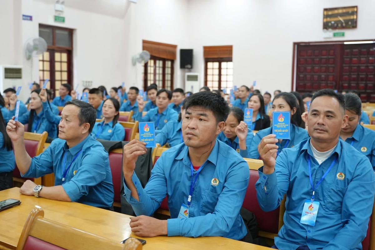 Cac dai bieu bieu quyet thong qua nghi quyet Dai hoi. Anh: Tran Hoan