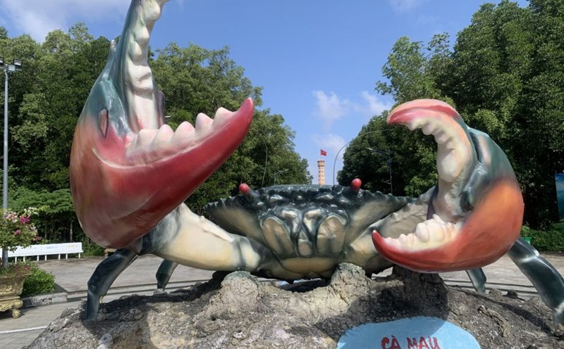 The symbol of Ca Mau crab in Ca Mau Cape National Park. Photo: Hai An