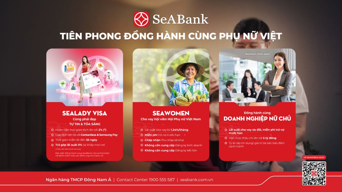 SeABank cung cap san pham chuyen biet, mo rong co hoi phat trien cho khach hang nu.