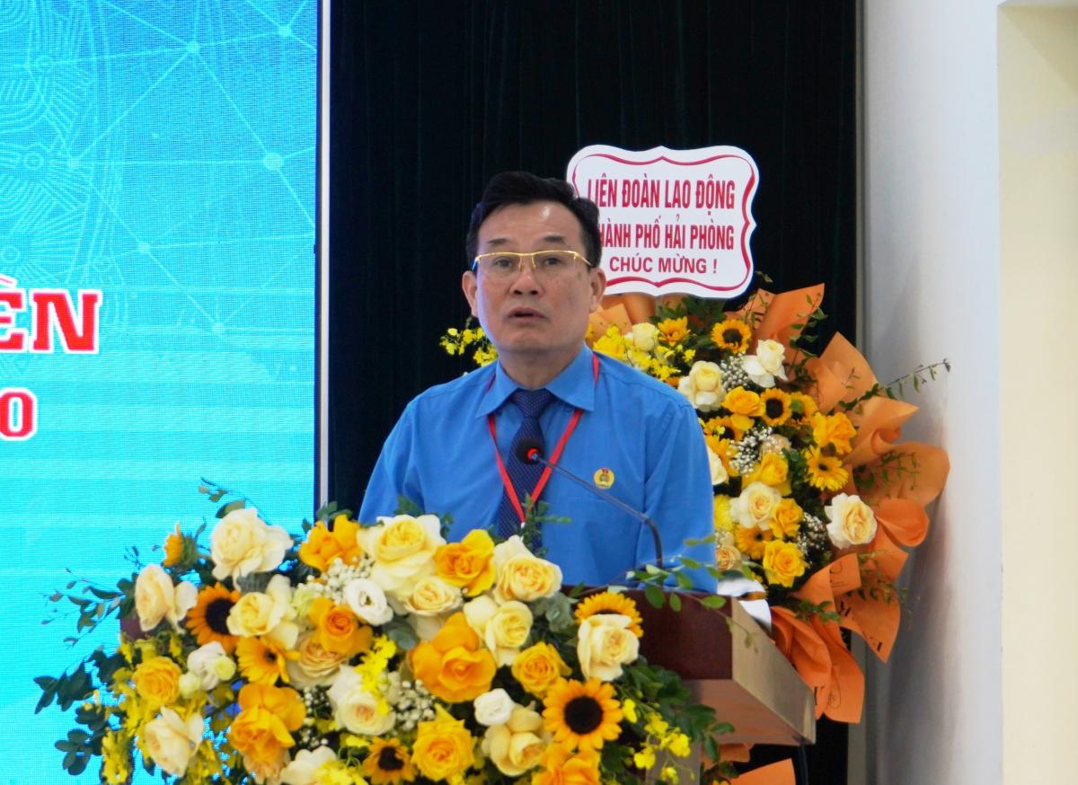 Pho Chu tich LDLD TP Hai Phong Nguyen Van Phiet phat bieu chi dao Dai hoi. Ảnh: Mai Dung