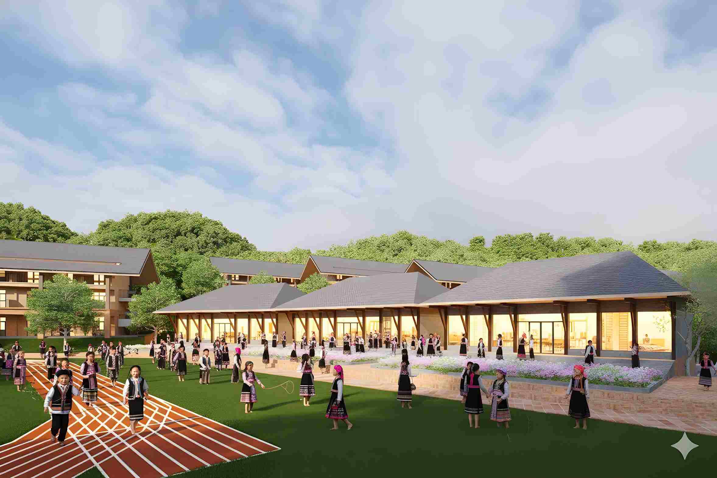 The construction of 11 inter-level boarding schools in Cao Bang is being accelerated. Photo: Tan Van