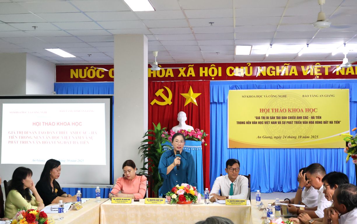 TS Nguyen Diep Mai phat bieu tai hoi thao. Anh: Lam Dien