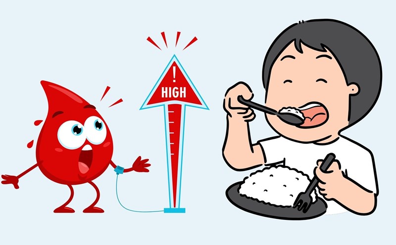 Blood sugar spikes because of eating rice before vegetables. Graphics: Linh Dan