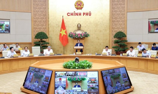 Ủy viên Bộ Chính trị, Thủ tướng Chính phủ Phạm Minh Chính và các Phó Thủ tướng Chính phủ chủ trì hội nghị trực tuyến Chính phủ với địa phương tháng 9.2025. Ảnh: VGP/Nhật Bắc