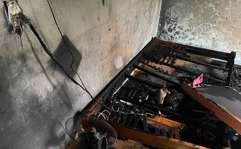 The fire started due to an explosion of a phone charger. Photo: Quang Tri Police