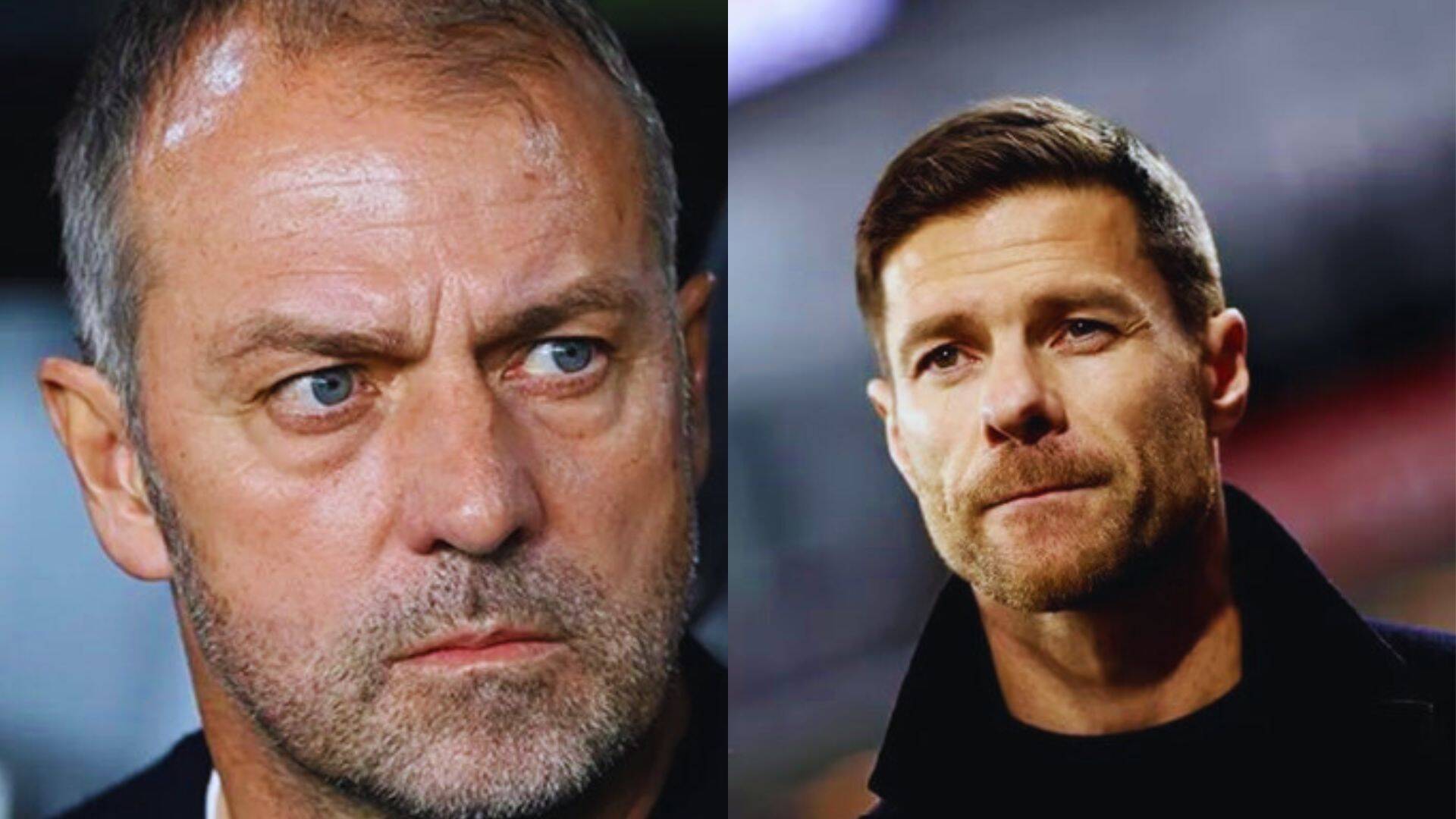 Dos entrenadores Hansi Flick y Xabi Alonso. Foto: AFP