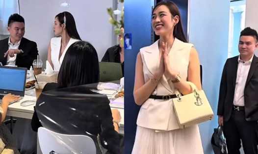 Thiếu gia Tập đoàn Sơn Hải không rời mắt khỏi Đỗ Thị Hà. Ảnh cắt từ clip