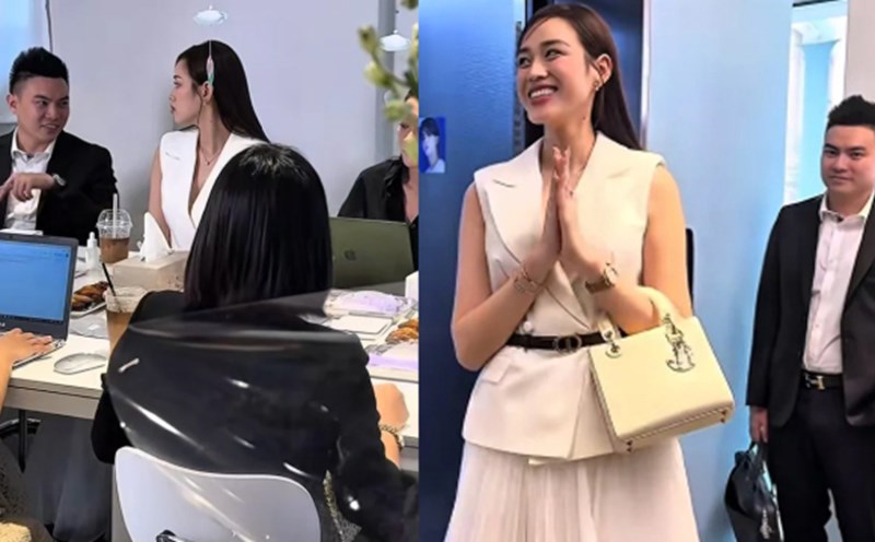 The junior of Son Hai Group did not take her eyes off Do Thi Ha. Photo cut from clip