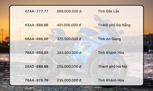 Biển số xe máy có giá gần 700 triệu đồng trong phiên đấu giá ngày 24.10
