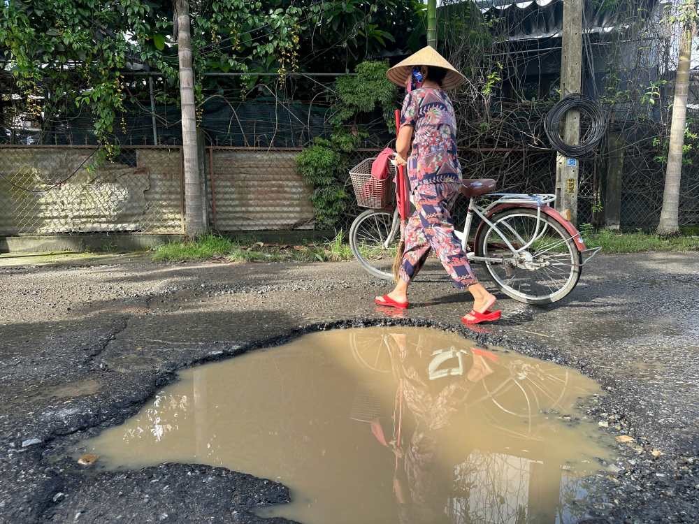 El tramo de carretera esta lleno de huevos de gallina y elefantes la gente de Da Nang esta preocupada por los accidentes. Foto: Thanh Huyen