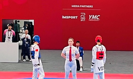 Vận động viên thi đấu môn taekwondo tại Đại hội thể thao trẻ châu Á 2025. Ảnh: Trung Thành