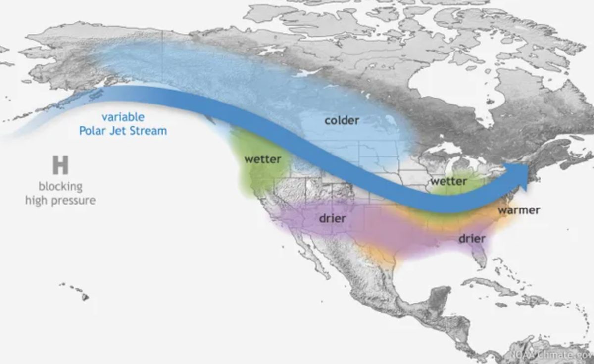 Anh huong dien hinh cua La Nina den mua dong o My. Anh: NOAA