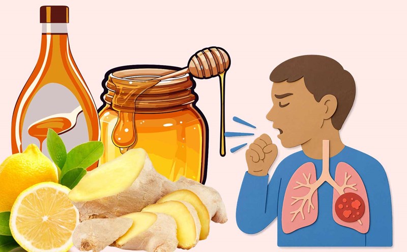 With just a few ingredients like ginger, honey and lemon, you can make your own cough syrup at home. Graphic photo: Hoang Loc