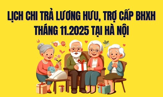 Chính thức lịch chi trả lương hưu, trợ cấp BHXH tháng 11.2025. Đồ họa: Trà My