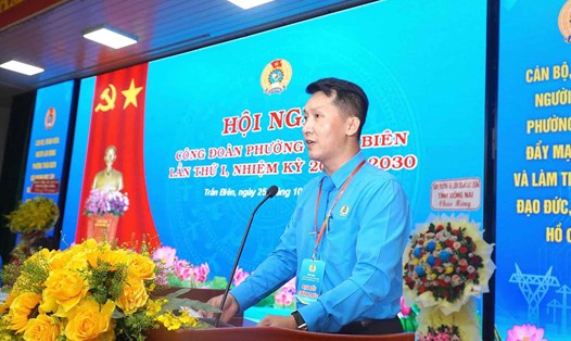 Chỉ định ông Trần Phạm Quốc Dũng làm Chủ tịch Công đoàn phường Trấn Biên. Ảnh: HAC