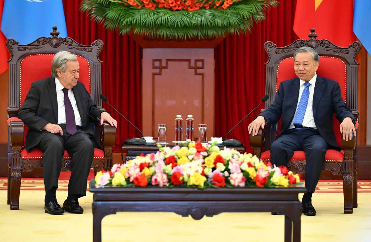General Secretary To Lam received United Nations Secretary-General Antonio Guterres. Photo: Hai Nguyen