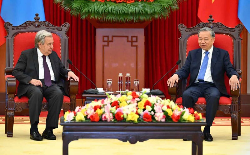 General Secretary To Lam received United Nations Secretary-General Antonio Guterres. Photo: Hai Nguyen