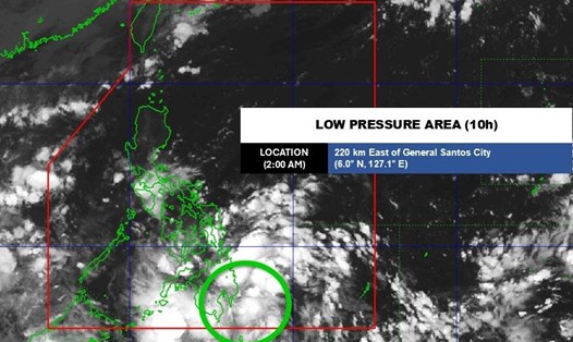 Vị trí tâm áp thấp ở Philippines hồi 2h sáng 26.10. Ảnh: PAGASA