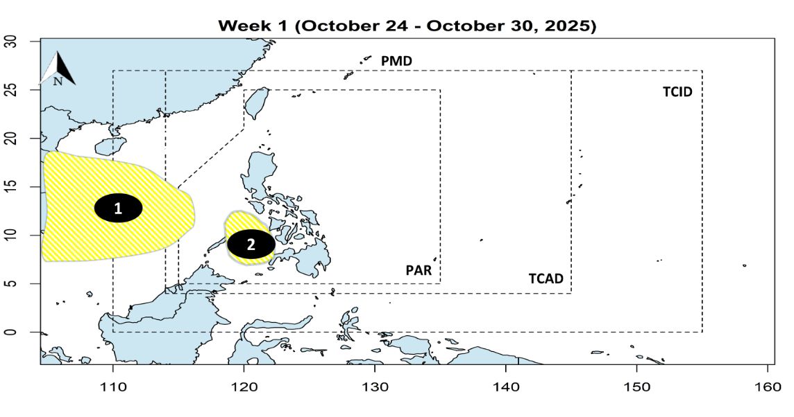 Du bao 2 ap thap trong tuan tu ngay 24-30.10. Anh: PAGASA