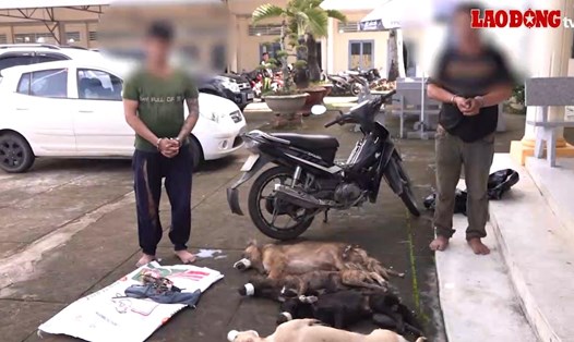 Vương và Nhỏ bị Công an bắt quả tang khi đi trộm chó.