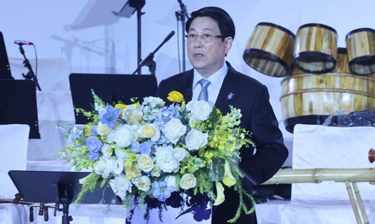 Ủy viên Bộ Chính trị, Chủ tịch nước Lương Cường đã chủ trì chiêu đãi trọng thể các đoàn tham dự Lễ mở ký và Hội nghị cấp cao Công ước Hà Nội. Ảnh: TTXVN