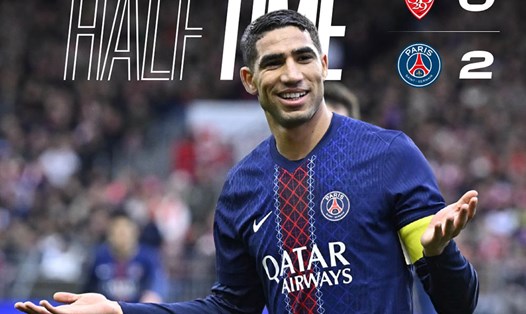 Hakimi ghi cú đúp trong chiến thắng 3-0 của PSG. Ảnh: PSG