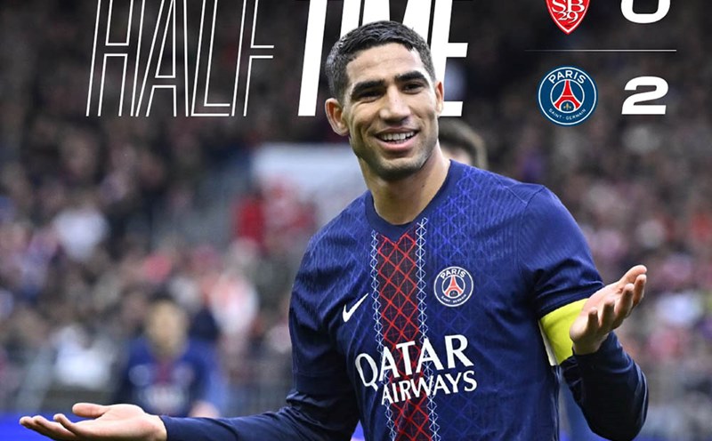 Hakimi scored twice in PSG's 3-0 victory. Photo: PSG