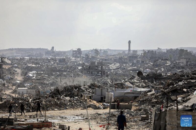Destroyed buildings in Jabalia, northern Gaza Strip, on October 24, 2025. Photo: Xinhua