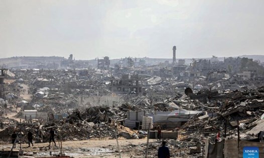 Những tòa nhà bị phá hủy ở Jabalia, phía bắc Dải Gaza, ngày 24.10.2025. Ảnh: Xinhua