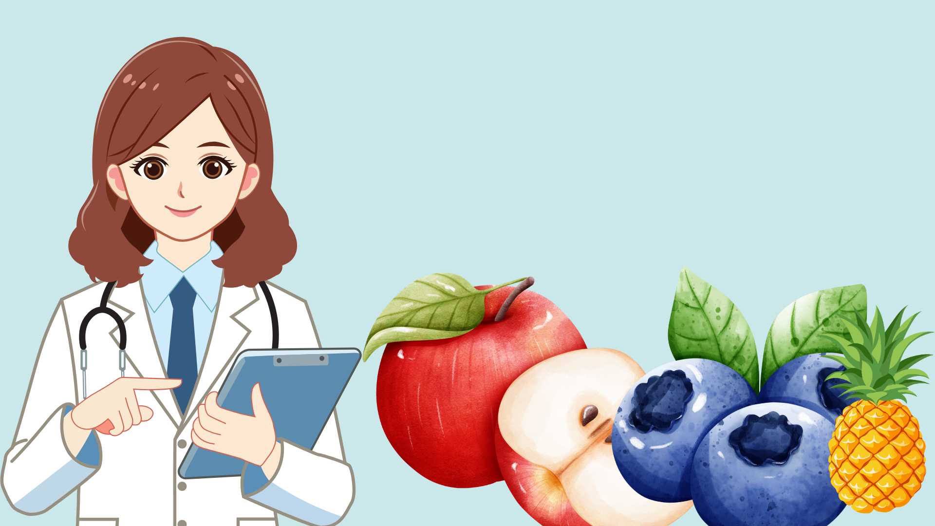 Eating pineapple, apple, and blueberries helps kidney function eliminate toxins better. Graphic photo: Huong Son