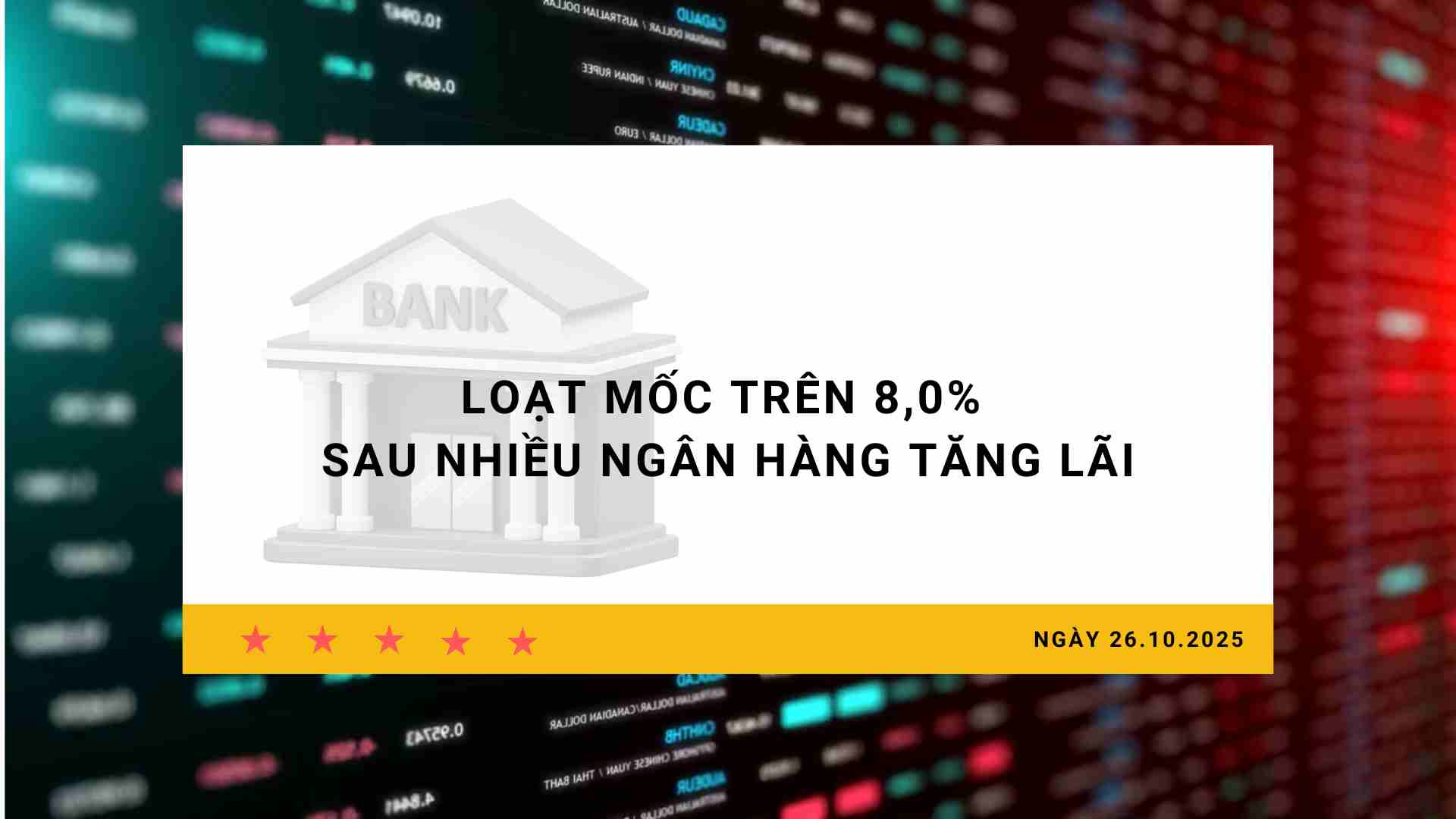 Interest rates 26.10: A series of milestones above 8.0% after many banks increased interest rates