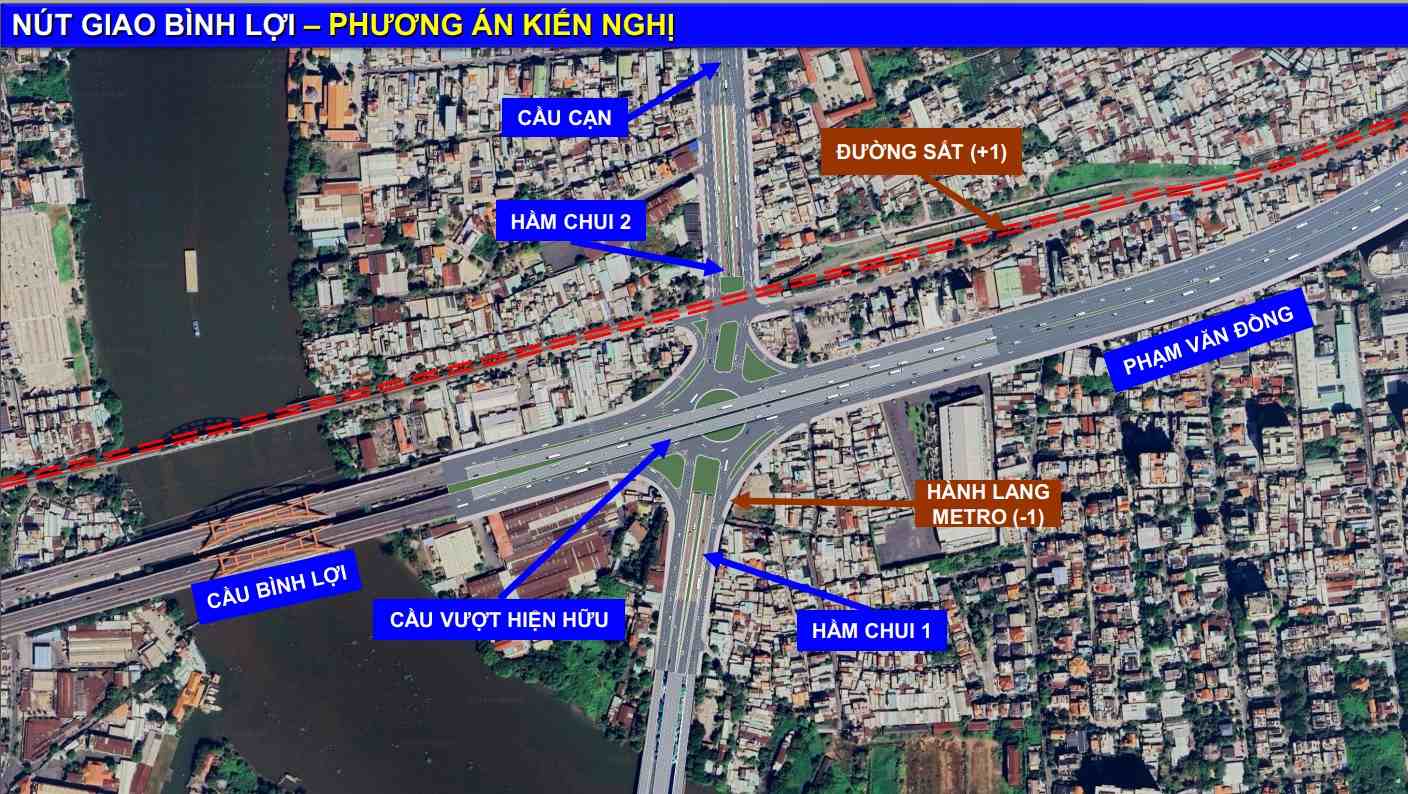 Phoi canh ham chui nut giao Binh Loi. Anh: So Xay dung TPHCM