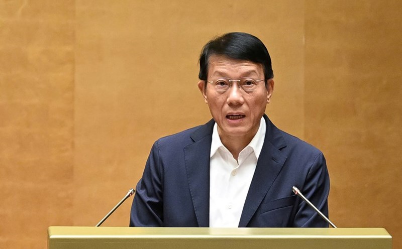 General Luong Tam Quang - Politburo member, Minister of Public Security - at a National Assembly session. Photo: Pham Dong