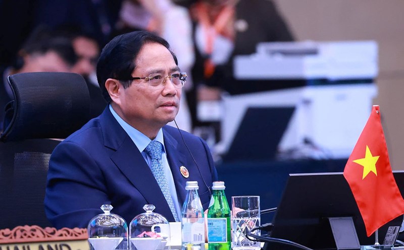 Politburo member and Prime Minister Pham Minh Chinh spoke at the ASEAN - India Summit. Photo: VNA