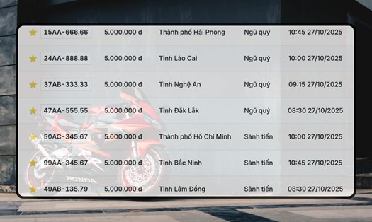 Điểm mặt các biển số ngũ quý siêu đẹp trong phiên đấu giá ngày 27.10