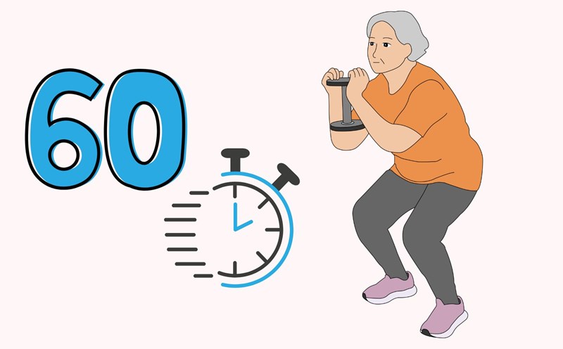 Squat is a standing exercise that helps maintain strength and prevent falls in the elderly. Graphics: Thanh Thanh