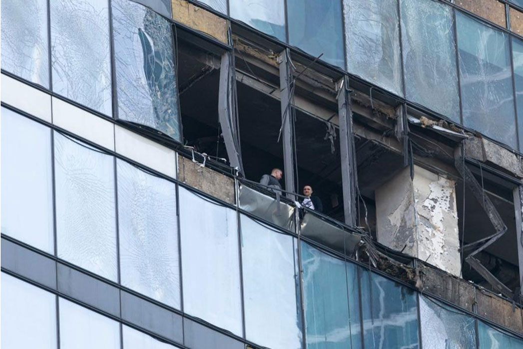 A building in the Russian capital Moscow was damaged after a Ukrainian airstrike in August 2023. Photo: Xinhua