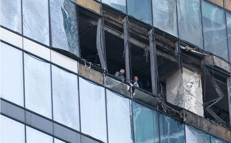 A building in the Russian capital Moscow was damaged after a Ukrainian airstrike in August 2023. Photo: Xinhua