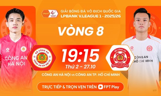 Công an Hà Nội gặp Công an TPHCM tại vòng 8 V.League. Ảnh: FPT Play