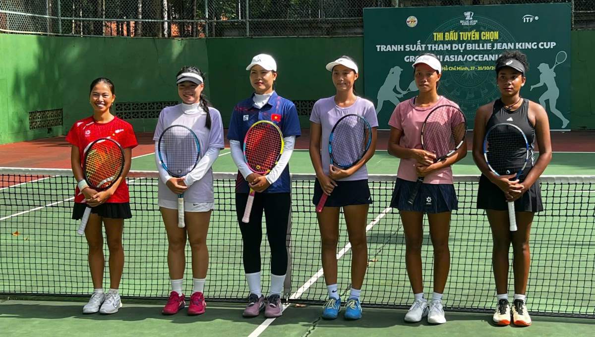 6 Vietnamese women's tennis players will participate in the qualifying round to be able to participate in the Billie Jean King Cup 2025 women's tennis tournament. Photo: VTF