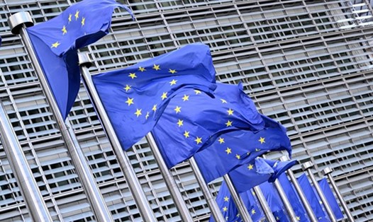 Cờ của Liên minh châu Âu (EU) tại trụ sở ở Brussels (Bỉ). Ảnh: AFP