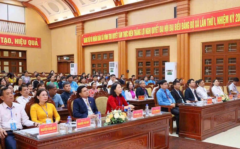 Delegates attending the 1st Congress of the Vinh Tru Commune Trade Union, term 2025 - 2030. Photo: Nguyen Truong