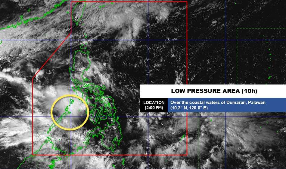 Cap nhat vi tri cua ap thap tren Bien Dong. Anh: PAGASA