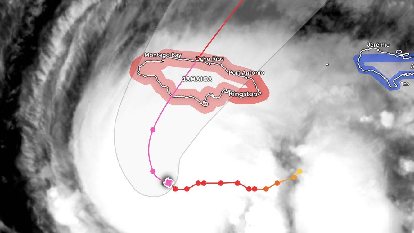Hurricane Melissa reached its peak intensity on the afternoon of October 27. Photo: Zoom Earth