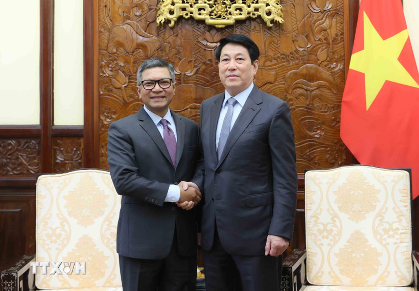Politburo member and President Luong Cuong received Indonesian Ambassador Denny Abdi. Photo: VNA