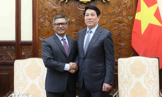 Ủy viên Bộ Chính trị, Chủ tịch nước Lương Cường tiếp Đại sứ Indonesia Denny Abdi. Ảnh: TTXVN