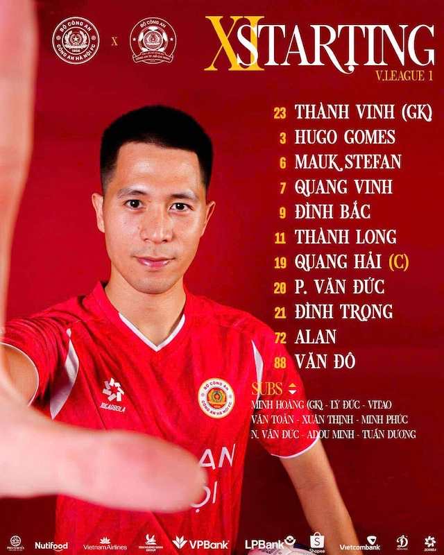Doi hinh ra san cua Cong an Ha Noi. Anh: CAHN