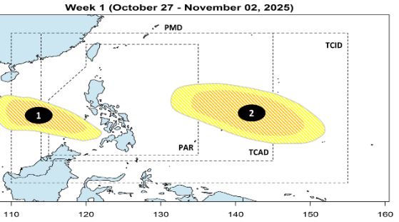 Du bao ap thap/bao tuan tu ngay 27.10-2.11. Anh: PAGASA