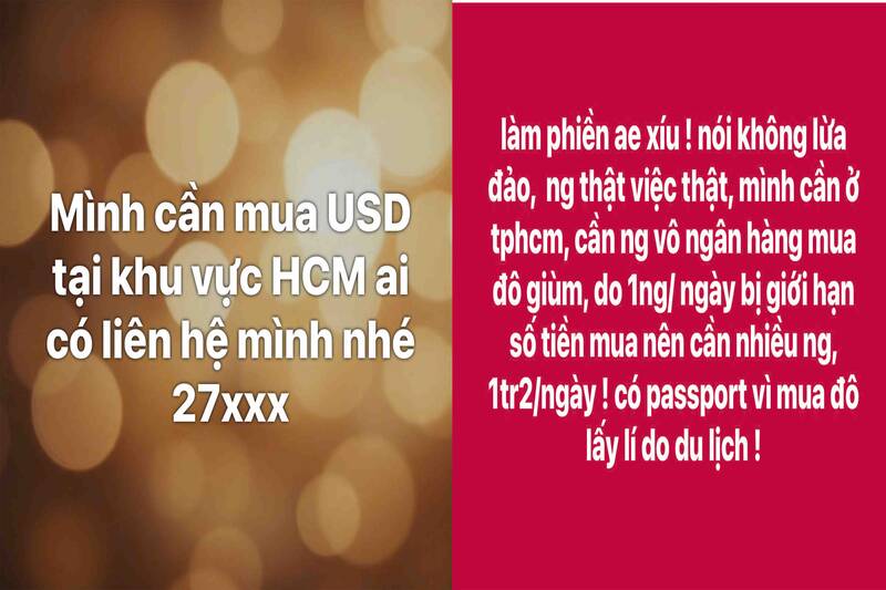 Cac hoat dong mua - ban USD tren mang xa hoi. Anh: Ha May